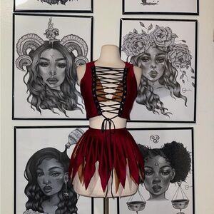 Lace-Up Rave Custom Outfit (4 pieces) Size Small/Medium